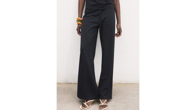 MANGO Women Mid-Rise Wide Leg Trousers