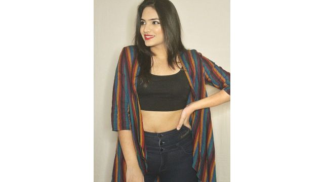 Taavi Women Multicoloured Striped South Cotton Woven Legacy Longline Waterfall Shrug