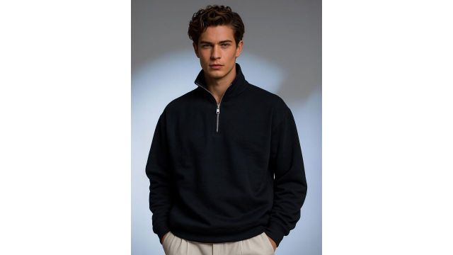NOBERO Men Mock Neck Solid Sweatshirt