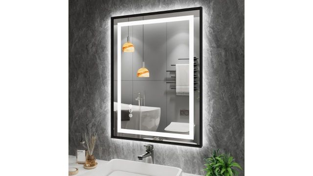 Amorho LED Bathroom Mirror with Black Frame