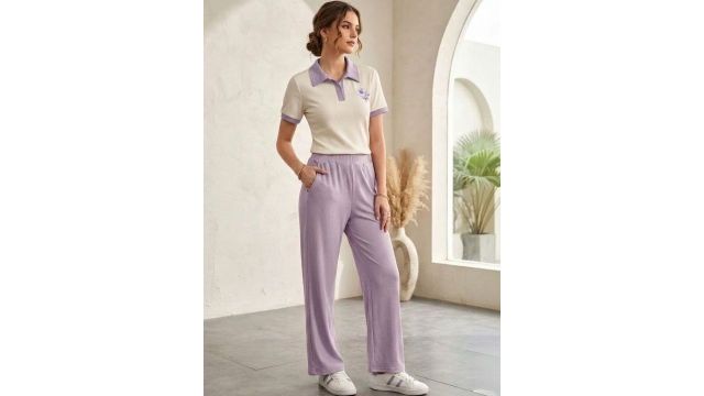 BAESD Pastels Self Design T-shirt with Trousers