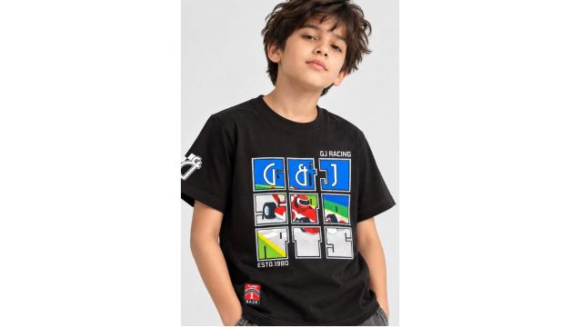 Black Printed Regular Fit T-Shirt