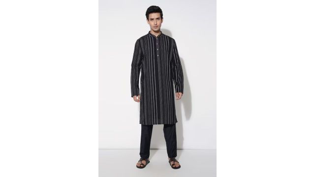 Black Striped Long Kurta