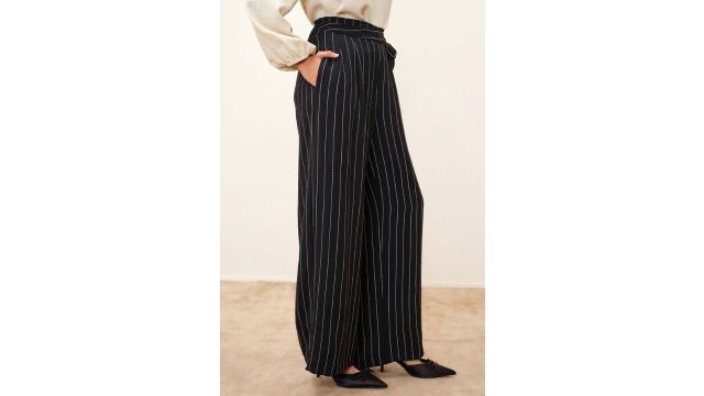 Black Striped Relaxed Fit Trousers