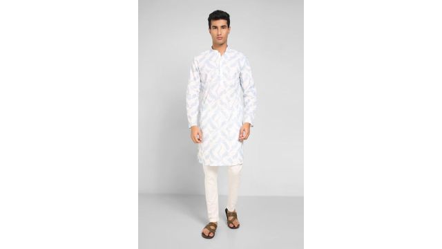 Blue Embroidered Long Kurta
