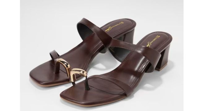 Brown Hardware Detail Heel Sandals