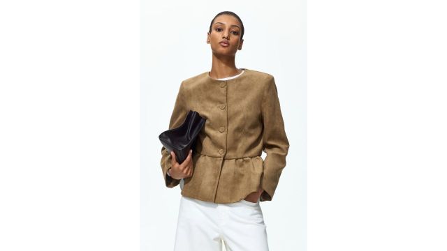Collarless Peplum Jacket