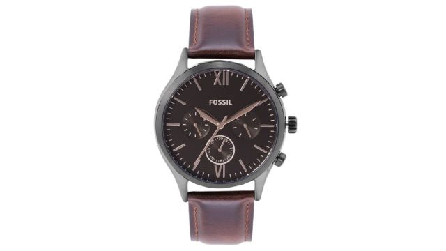 Fossil Men Black Dial & Brown Leather Straps Fenmore Midsize Analogue Watch BQ2453