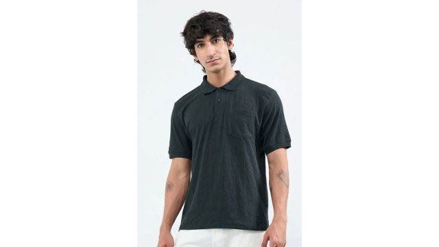 Green Jacquard Slim Fit Polo T-Shirt