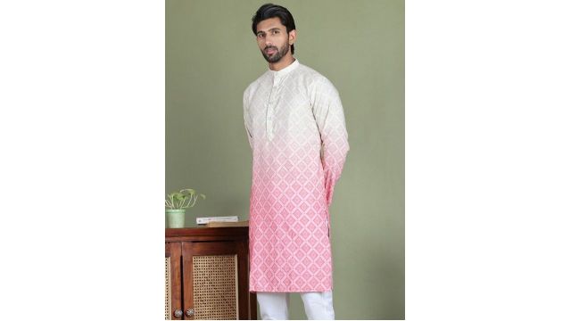 Jompers Ethnic Motifs Printed Sequinned Mandarin Collar Straight Kurta