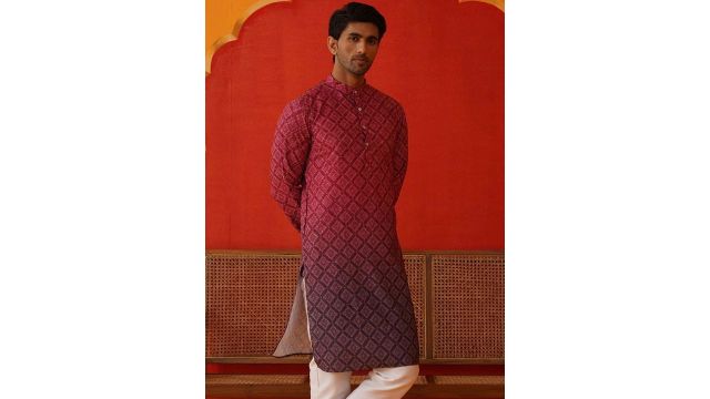 Jompers Men Floral Printed Sequinned Floral Kurta