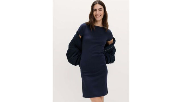 Marks & Spencer Cotton Rich Slash Neck Mini Column Dress