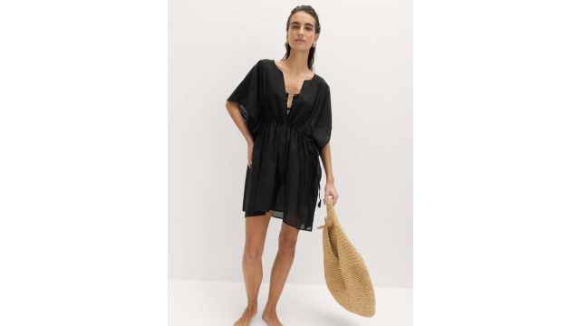 Marks & Spencer Pure Cotton Tie Detail Mini Kaftan Dress