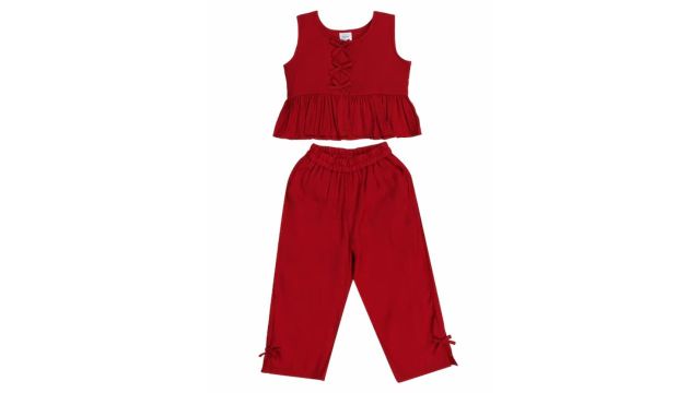 Maroon Solid Regular Fit Co-ord Set