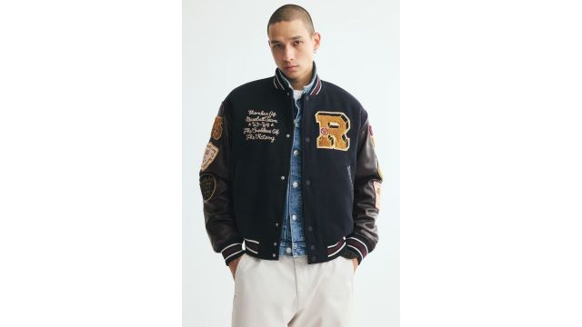 Motif-detail Baseball Jacket