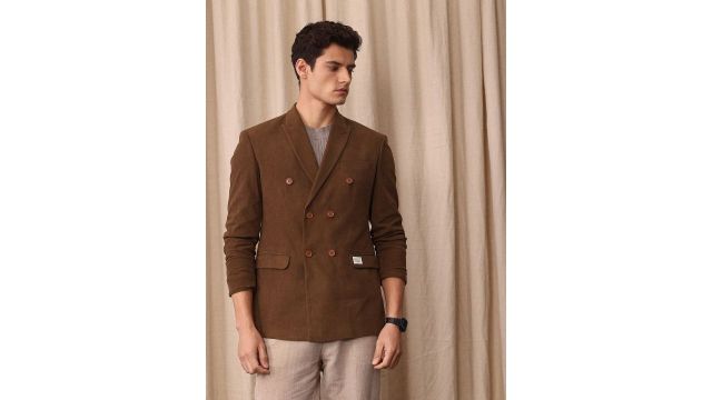 Mr Bowerbird Corduroy Tailored Fit Double Breasted Blazer