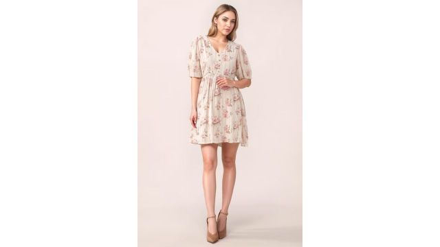 Multi-coloured Printed Above Knee Casual Women Loose Fit Dress