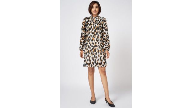 Multi-coloured Printed Knee Length Formal Women Relaxed Fit Dress