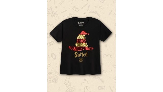 Nap Chief Kids Unisex Reversible Black Harry Potter Sequinned Round Neck Cotton T-shirt