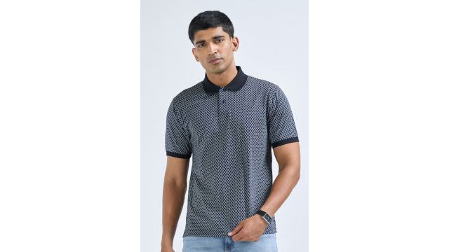 Navy Check Polo T-shirt
