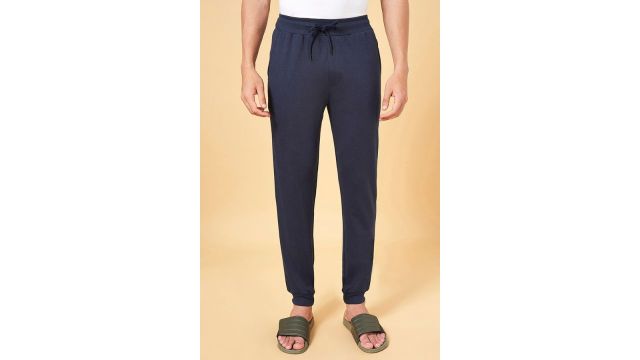 Navy Solid Full Length MID Casual Men Slim Fit Joggers