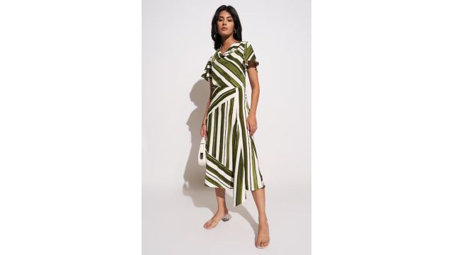 Olive Printed Formal Women Regular Fit Skirt