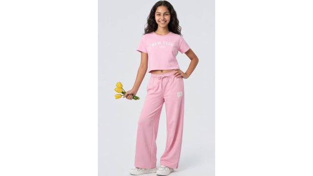 Pink Athleisure T-shirt & Track Pants Coordinate Set