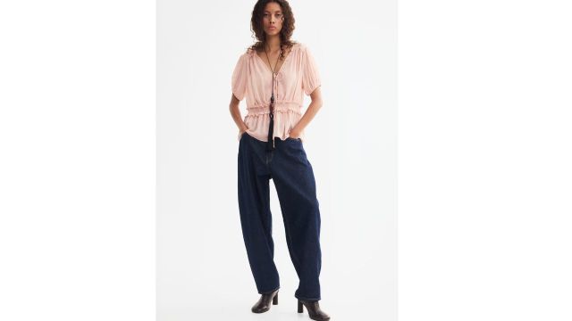 Puff-sleeved Peplum Blouse