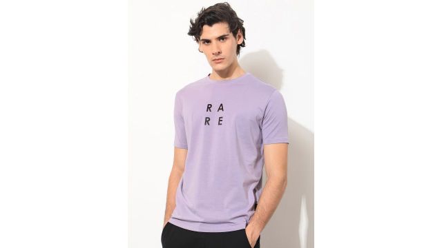 RARE RABBIT Men Graphic Print Crew Neck Half Sleeve Slim Fit T-Shirt