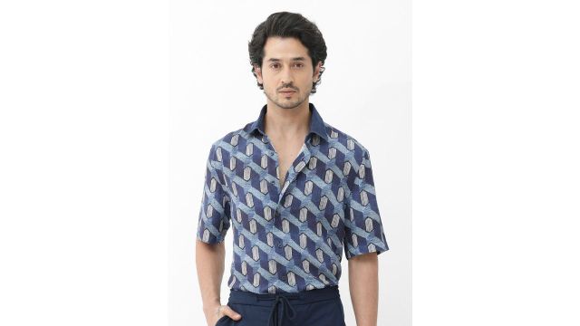 RARE RABBIT Men Scrafi Regular Fit Geometric Printed Shirt