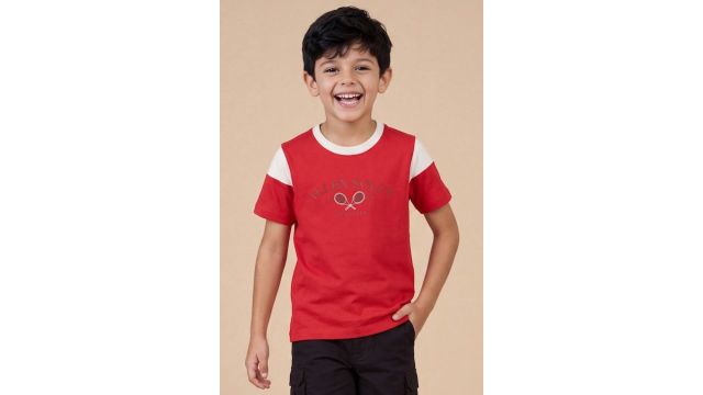 Red Boys Printed Regular Fit T-Shirt