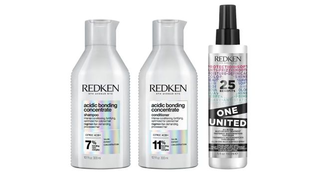 Redken Acidic Bonding Concentrate Shampoo, Conditioner and One United Leave-In Treatment Combo