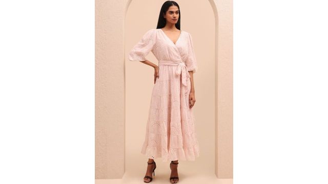 Vero Moda Embroidered Puff Sleeve Fit & Flare Maxi Dress