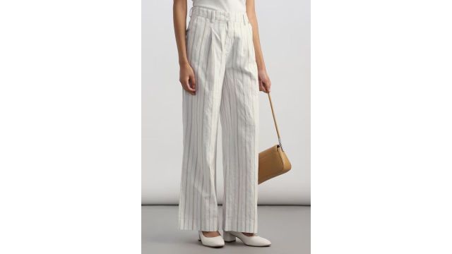 White Striped Casual Women Regular Fit Trouser