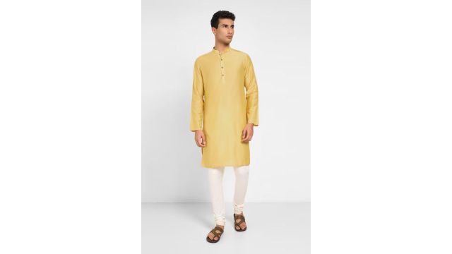 Yellow Slub Long Kurta